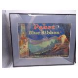 Framed Original Pabst Blue Ribbon Metal Sign -