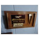 Vintage Miller Munchener On Top Bar Sign 20"x12"