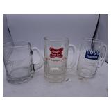 Lot of 3 Misc Branded Beer Glass Mugs