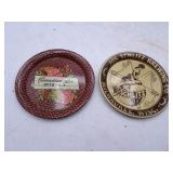 Lot of 2 Vintage Metal Beer Coasters - Schlitz