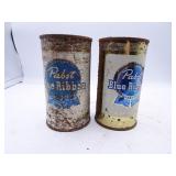Lot of 2 Vintage Pabst Blue Ribbon Flat Top Beer