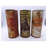 Lot of 3 Vintage Flat Top Tallboy Beer Cans - Old