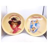 Lot of 2 Reproduction Olympia Beer Metal Trays
