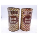 Lot of 2 Vintage Mission Root Beer Soda Cans