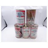 Lot of 5 Vintage Budweiser Flat Top Beer Cans -