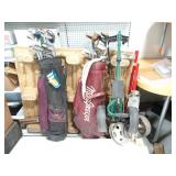 Two Sets of Golf Clubs with Carts