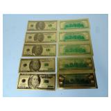 Ten Gold Plated Novelty $100 Notes