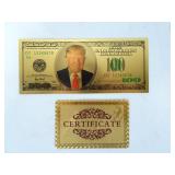 Gold Plated Novelty Donald Trump Bill with COA