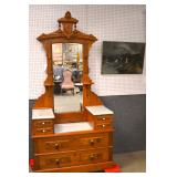 Walnut Victorian MT drop center dresser