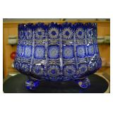 Cobalt cut to crystals punch bowl