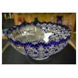 Cobalt cut to crystal bowl