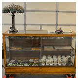 Oak country store display cabinet