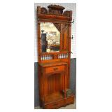 Fancy oak aesthetic movement hall tree