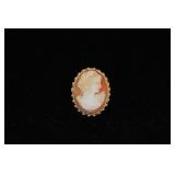14K gold bezel carved cameo