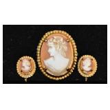 Cameo brooch & earrings