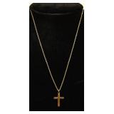 14K gold cross pendant & chain