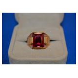 10K gold ruby center stone