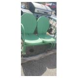 All metal green porch glider swing