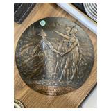 Hanging solid metal wall relief 15-in, French