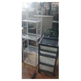 4 teir metal rack and plastic 4 bin storage
