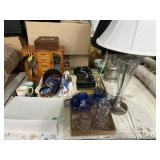 Mix lot glassware, jewelry boxes, lamps and more