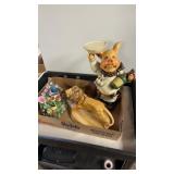 Vintage decorative pig chef pig, ceramic lion