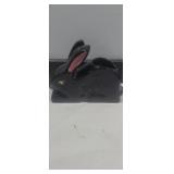 Pottery black rabbit planter 5inx6in