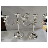 Silver tone candle holders