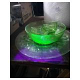UV green depression glass
