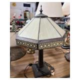 Tiffany style lamp with resin stained shade 23-in