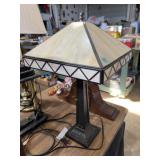 Tiffany-style lamp w/ square stained-glass shade