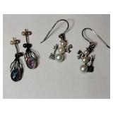 Two pairs silver earrings Marked 925 .195oz