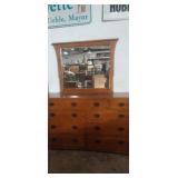 Thomasville 9 drawer oak dresser with mirror