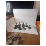 10 all brass candle stick holders ,some painted