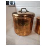 Two Old Copper Storage Cans 1 - Coffee, 1- Tea