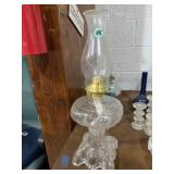 Belvidere style glass oil lamp with ribbed shade