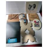 Wood shaped plaques and chalkboard