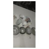 Disney coffee cup and bowls , Popeye plate , and