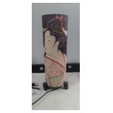 Vintage Geisha girl round lamp 14.5in tall