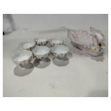 Lefton hand painted bone china swan ,Germany