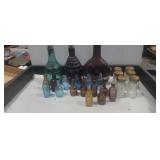 Assorted colored bottles