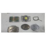 5 belt buckles 1 marked alpaca mexico