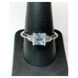 Silver ring blue stone marked 925 size 9 Silver ring blue stone marked 925 size 9