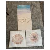 3 canvas set ocean/ shells wall decor 3 canvas set ocean/ shells wall decor