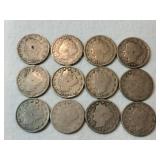 12  V Nickels mixed years 12  V Nickels mixed years