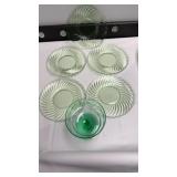 Green depression glass set 5 plates and drinking Green depression glass set 5 plates and drinking