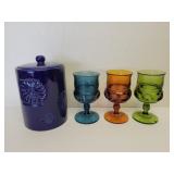 3 vintage Thumbprint goblets, Cobalt Blue 3 vintage Thumbprint goblets, Cobalt Blue