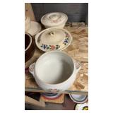 Shenandoah ware under glaze dish with lid, Shenandoah ware under glaze dish with lid,