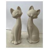 Pair of ceramic bisque cats 9-in Pair of ceramic bisque cats 9-in
