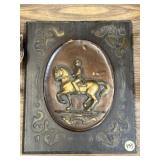Carved mounted horseman in an oval relief 12x15 Carved mounted horseman in an oval relief 12x15